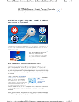 Password Managers Compared: Lastpass Vs Keepass Vs Dashlane Vs 1Password Page 1 of 10
