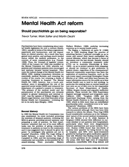 Mental Health Act Reform