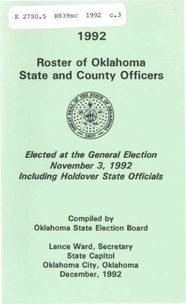 ~ 1992 Roster of Oklahoma State and County Officers