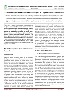 A Case Study on Thermodynamic Analysis of Cogeneration Power Plant