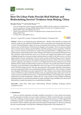 How Do Urban Parks Provide Bird Habitats and Birdwatching Service? Evidence from Beijing, China