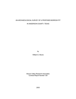 An Archaeological Survey of a Proposed Borrow Pit in Anderson County, Texas