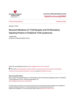 Recurrent Mutations of T-Cell Receptor and CO-Stimulatory Signaling Proteins in Peripheral T-Cell Lymphomas