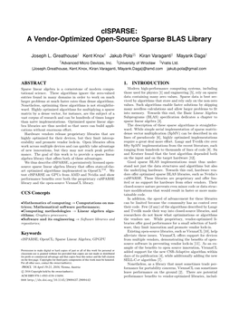 Clsparse: a Vendor-Optimized Open-Source Sparse BLAS Library