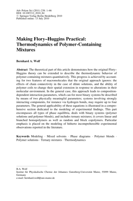 Making Flory–Huggins Practical: Thermodynamics of Polymer-Containing Mixtures