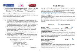 Gloucester Heritage Open Days 2020 All Walks Are Free but Booking Is Essential