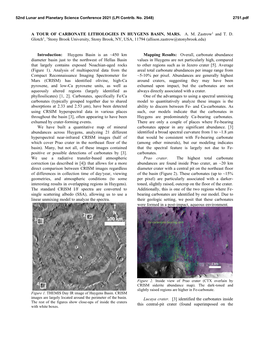 A Tour of Carbonate Lithologies in Huygens Basin, Mars