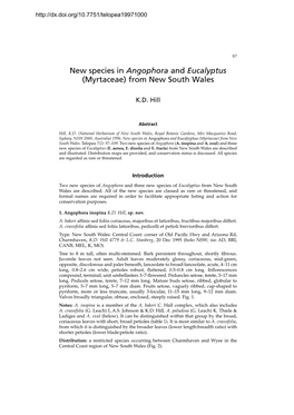 New Species in Angophora and Eucalyptus (Myrtaceae) from New South Wales