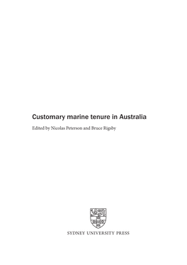 Customary Marine Tenure in Australia