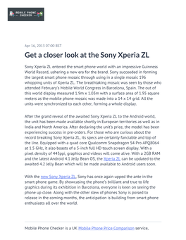 Get a Closer Look at the Sony Xperia ZL