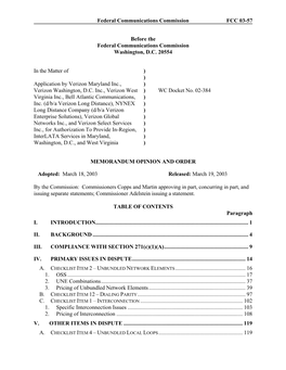 Federal Communications Commission FCC 03-57 Before the Federal