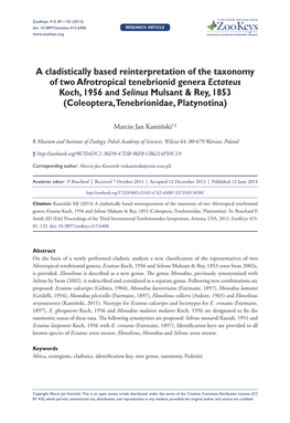 A Cladistically Based Reinterpretation of the Taxonomy of Two