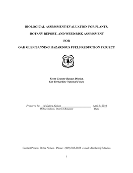 Biological Assessment/Evaluation for Plants