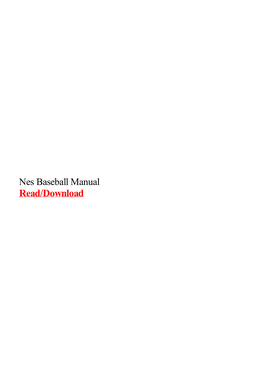 Nes Baseball Manual.Pdf