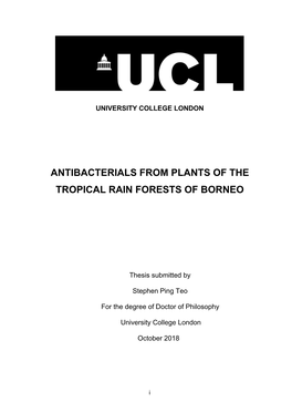 Antibacterials from Plants of the Tropical Rain Forests of Borneo