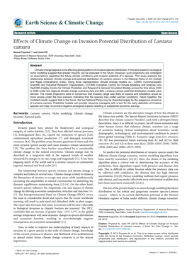 Effects of Climate Change on Invasion Potential Distribution Of