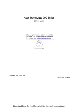 Acer Travelmate 290 Series Service Guide