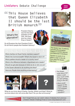 This House Believes That Queen Elizabeth II Should Be the Last British Monarch