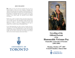 Honourable Vivienne Poy Chancellor, University of Toronto (2003-2006)