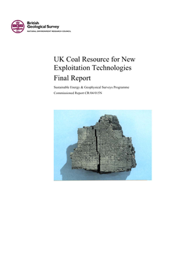 UK Coal Resource for New Exploitation Technologies Final Report