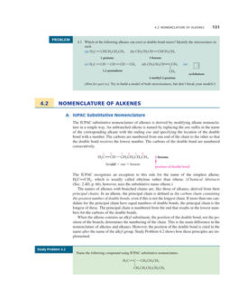 4.2 Nomenclature of Alkenes 131