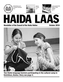 Two Haida Language Learners Participating in the Cultural Camp in Ketchikan, Alaska. Story See Page 4