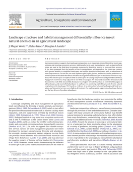 Landscape Structure and Habitat Management Differentially Influence