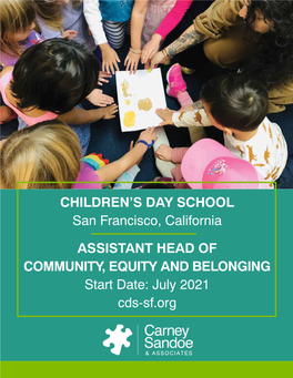 CHILDREN's DAY SCHOOL San Francisco, California ASSISTANT