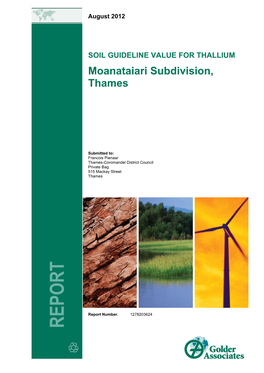 SOIL GUIDELINE VALUE for THALLIUM Moanataiari Subdivision