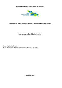 Municipal Development Fund of Georgia Environmental and Social