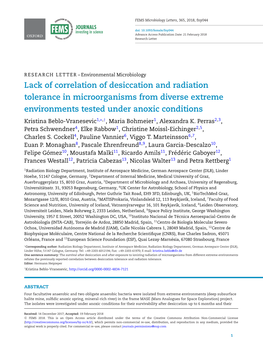 Lack of Correlation of Desiccation and Radiation Tolerance In