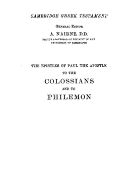 Colossians Philemon