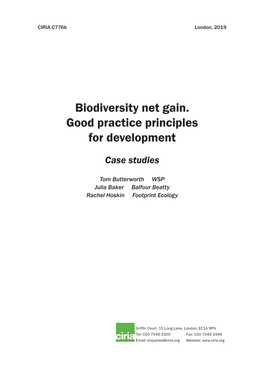 Biodiversity Net Gain. Good Practice Principles for Development