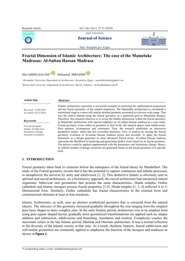 Journal of Science Fractal Dimension of Islamic Architecture