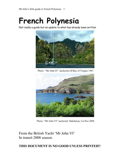 Mr John's Little Guide to French Polynesia