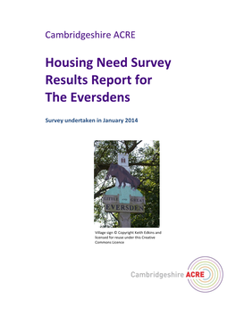 Housing Need Survey Results Report for the Eversdens