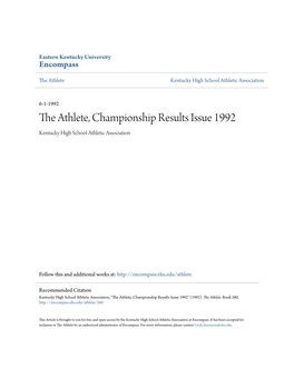 The Athlete, Championship Results Issue 1992 Kentucky High School Athletic Association