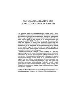 Grammaticalization and Language Change in Chinese