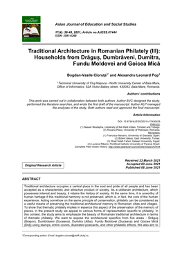 Traditional Architecture in Romanian Philately (III): Households from Drăguș, Dumbrăveni, Dumitra, Fundu Moldovei and Goicea Mică