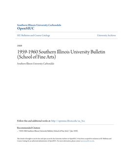 1959-1960 Southern Illinois University Bulletin (School of Fine Arts) Southern Illinois University Carbondale