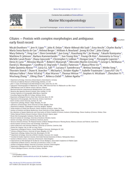 Ciliates — Protists with Complex Morphologies and Ambiguous Early Fossil Record