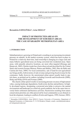 Impact of Protected Areas on the Development of Suburban Areas: the Case of Kraków Metropolitan Area