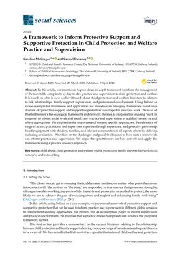 A Framework to Inform Protective Support and Supportive Protection in Child Protection and Welfare Practice and Supervision