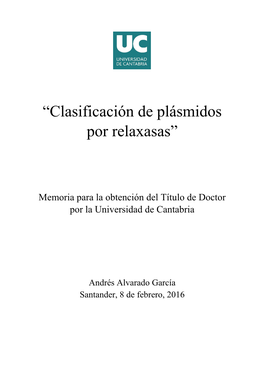 Clasificación De Plásmidos Por Relaxasas”