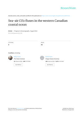 Sea-Air CO2 Fluxes in the Western Canadian Coastal Ocean