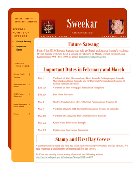 Sweekar S P E CI a L P O I N T S O F (CSCS NEWSLETTER)