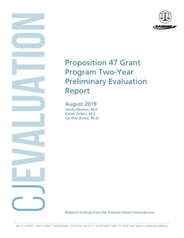 Proposition 47 Grant Program Two-Year Preliminary Evaluation Report