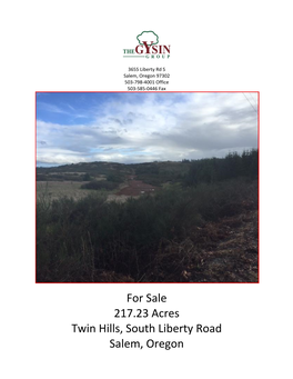 For Sale 217.23 Acres Twin Hills, South Liberty Road Salem, Oregon