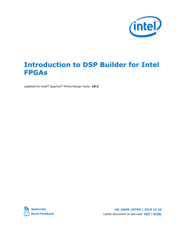 Introduction to DSP Builder for Intel Fpgas