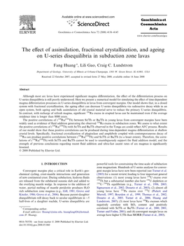 The Effect of Assimilation, Fractional Crystallization, and Ageing on U